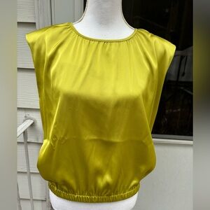 Calvin Klein women’s green /yellow sleeveless blouse. Size Large New